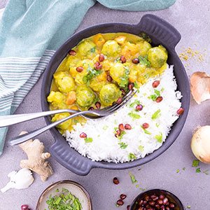 Rosenkohl-Curry mit Basmatireis